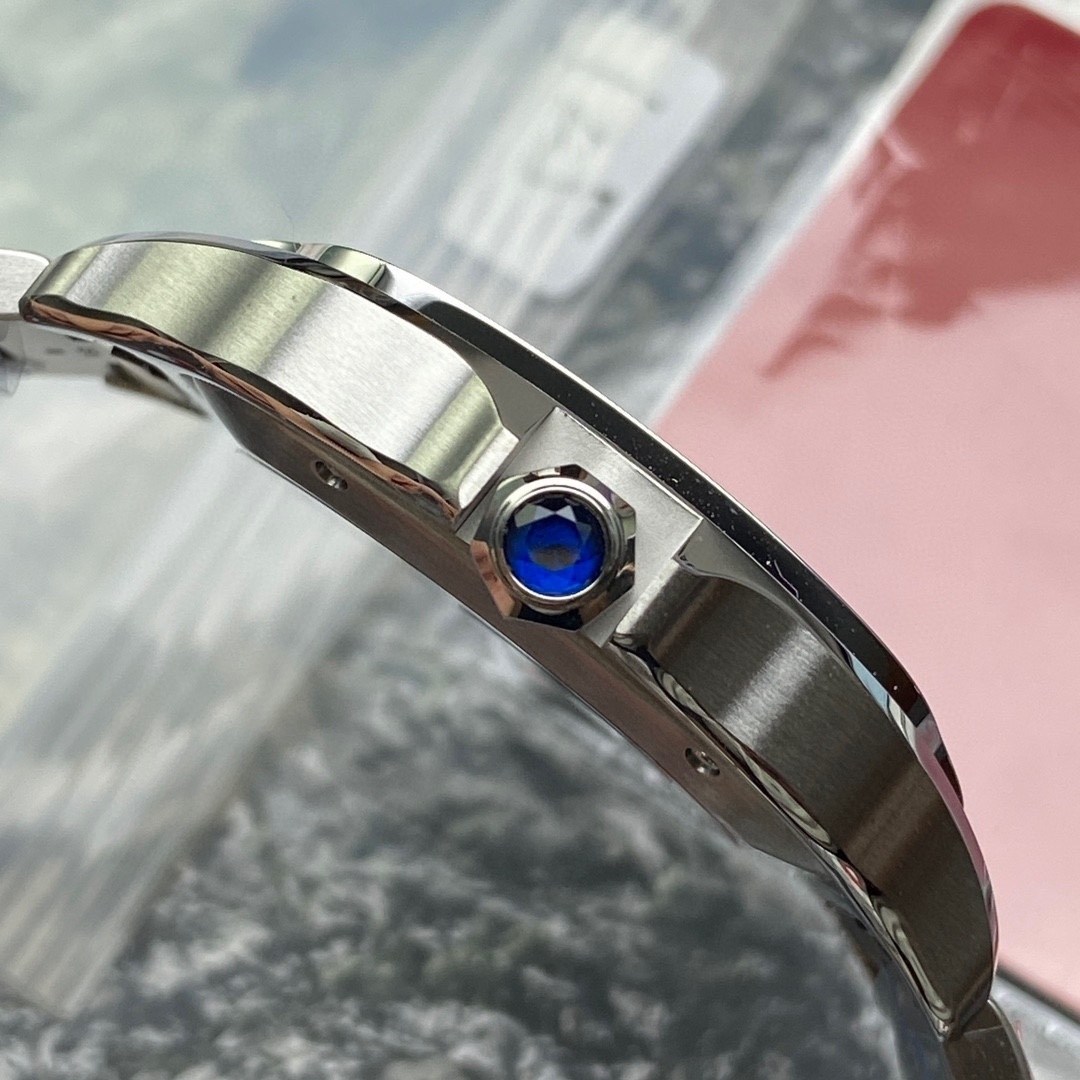 Cartier Santos De Cartier Watch Medium Model, Automatic Movement, Steel, Interchangeable Metal And Leather Bracelets WSSA0029