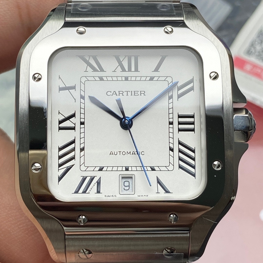 Cartier Santos De Cartier Watch Medium Model, Automatic Movement, Steel, Interchangeable Metal And Leather Bracelets WSSA0029
