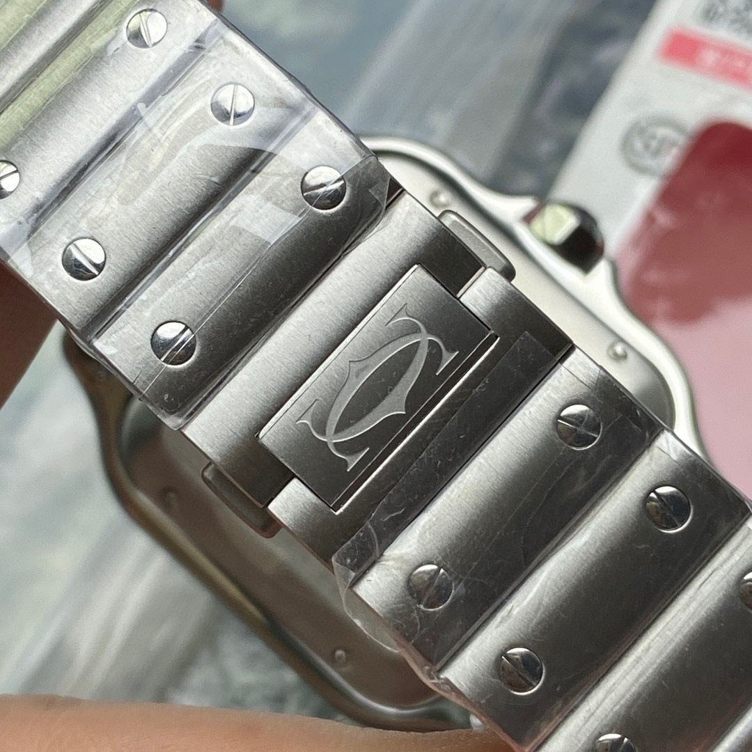 Cartier Santos De Cartier Watch Medium Model, Automatic Movement, Steel, Interchangeable Metal And Leather Bracelets WSSA0029