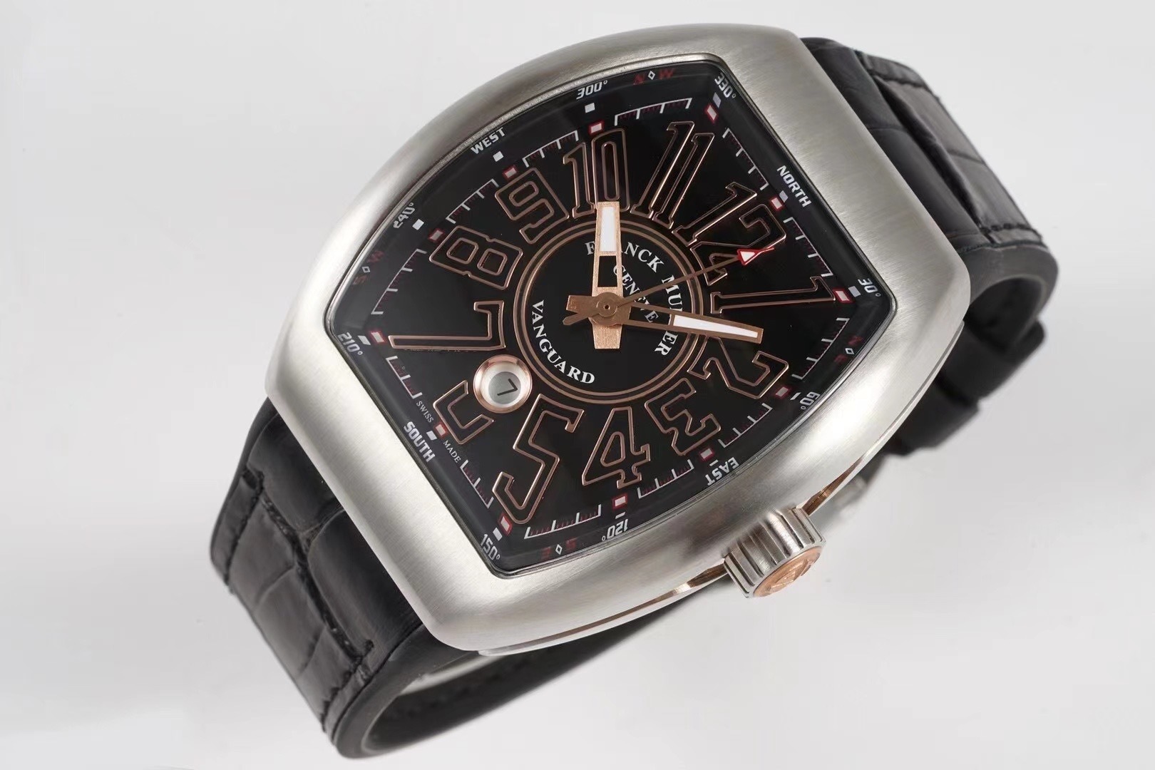 Franck Muller 1 1 watch steel case black face black hour markers