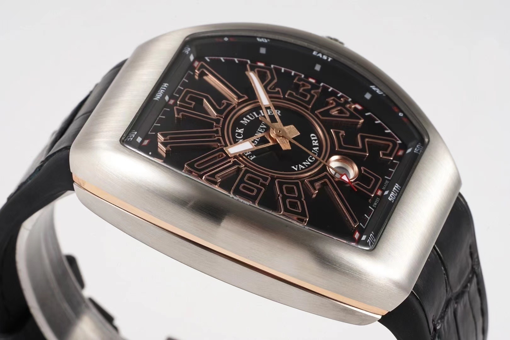 Franck Muller 1 1 watch steel case black face black hour markers