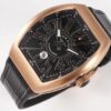 Franck Muller Vanguard Mens 18K Rose-Gold Case Black Face Automatic Date Black Rubber Strap Swiss Watch V 45 SC DT 5N NR