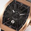 Franck Muller Vanguard Mens 18K Rose-Gold Case Black Face Automatic Date Black Rubber Strap Swiss Watch V 45 SC DT 5N NR