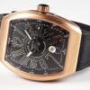 Franck Muller Vanguard Mens 18K Rose-Gold Case Black Face Automatic Date Black Rubber Strap Swiss Watch V 45 SC DT 5N NR