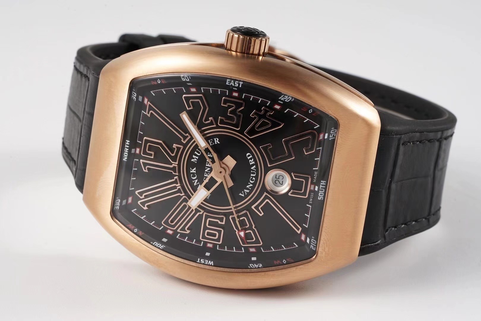 Franck Muller  Vanguard 18kt Rose Gold Leather Strap Men's Watch V 45 SC DT 5N NR