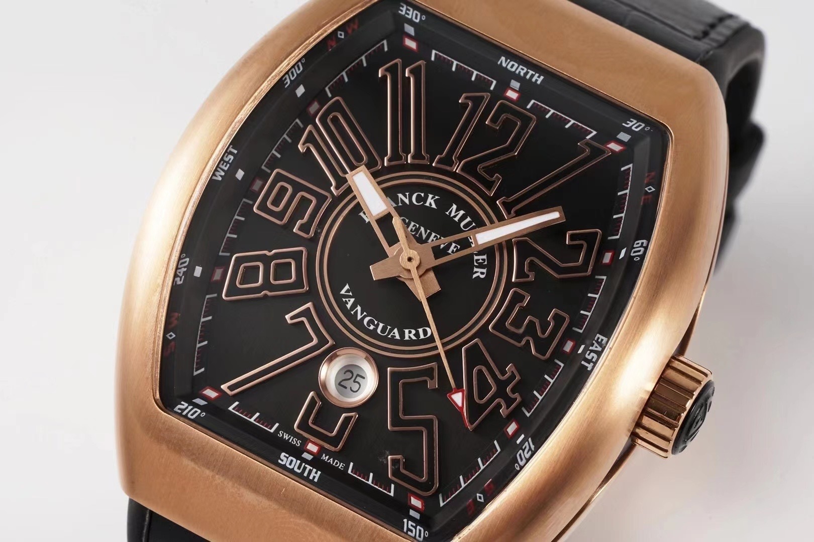 Franck Muller  Vanguard 18kt Rose Gold Leather Strap Men's Watch V 45 SC DT 5N NR