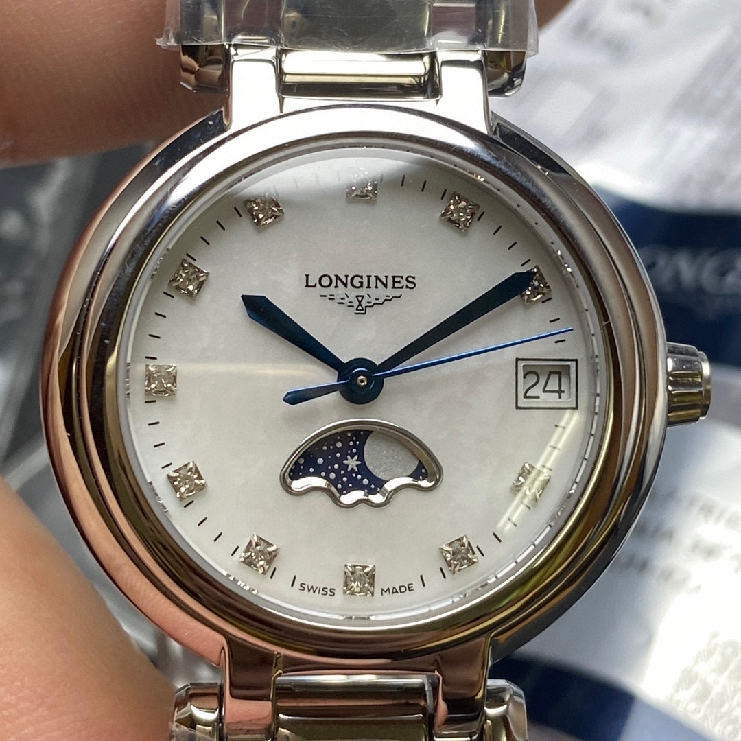 Longines PrimaLuna Moonphase MOP Diamond Dial Ladies Watch L8.116.4.87.6