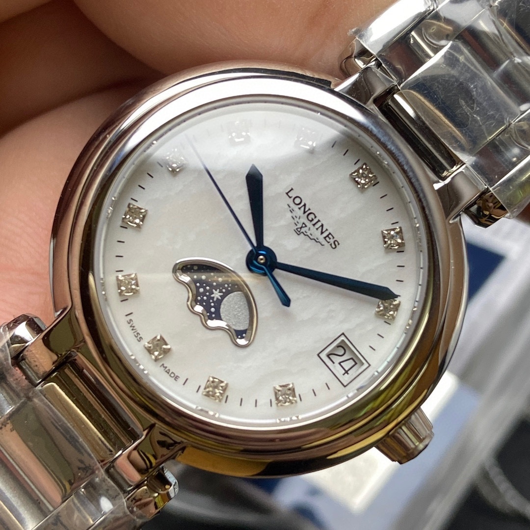 Longines PrimaLuna Moonphase MOP Diamond Dial Ladies Watch L8.116.4.87.6