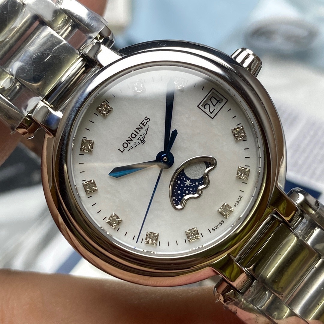 Longines PrimaLuna Moonphase MOP Diamond Dial Ladies Watch L8.116.4.87.6