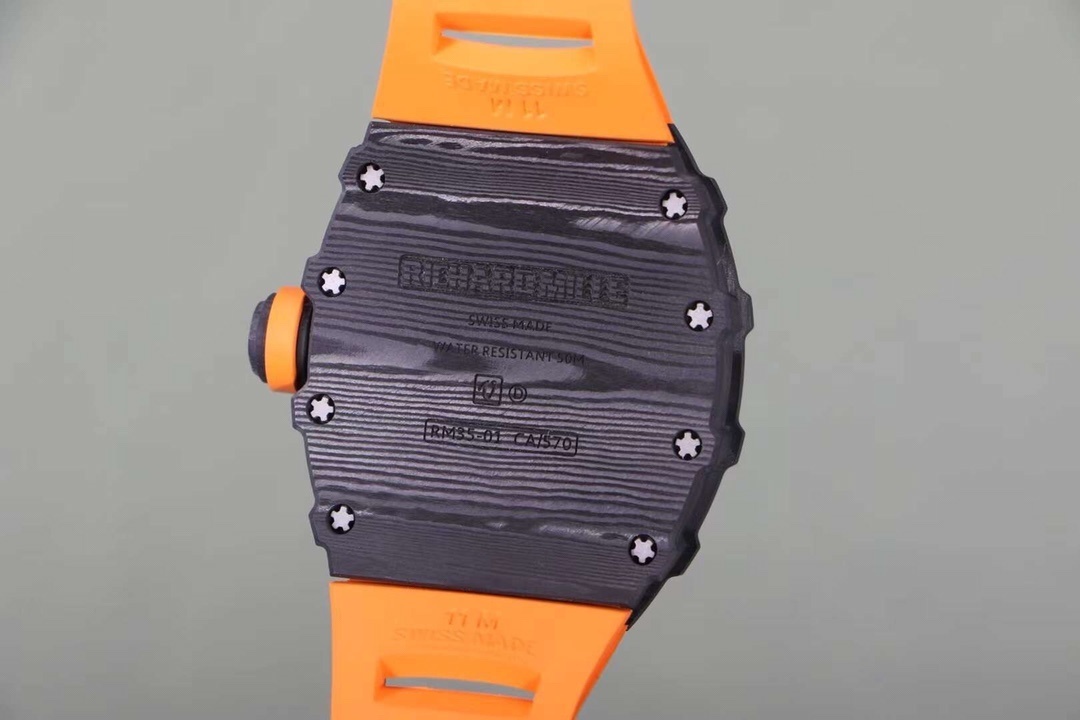RM 035-01 Rafael Nadal NTPT Carbon on Orange Rubber Strap