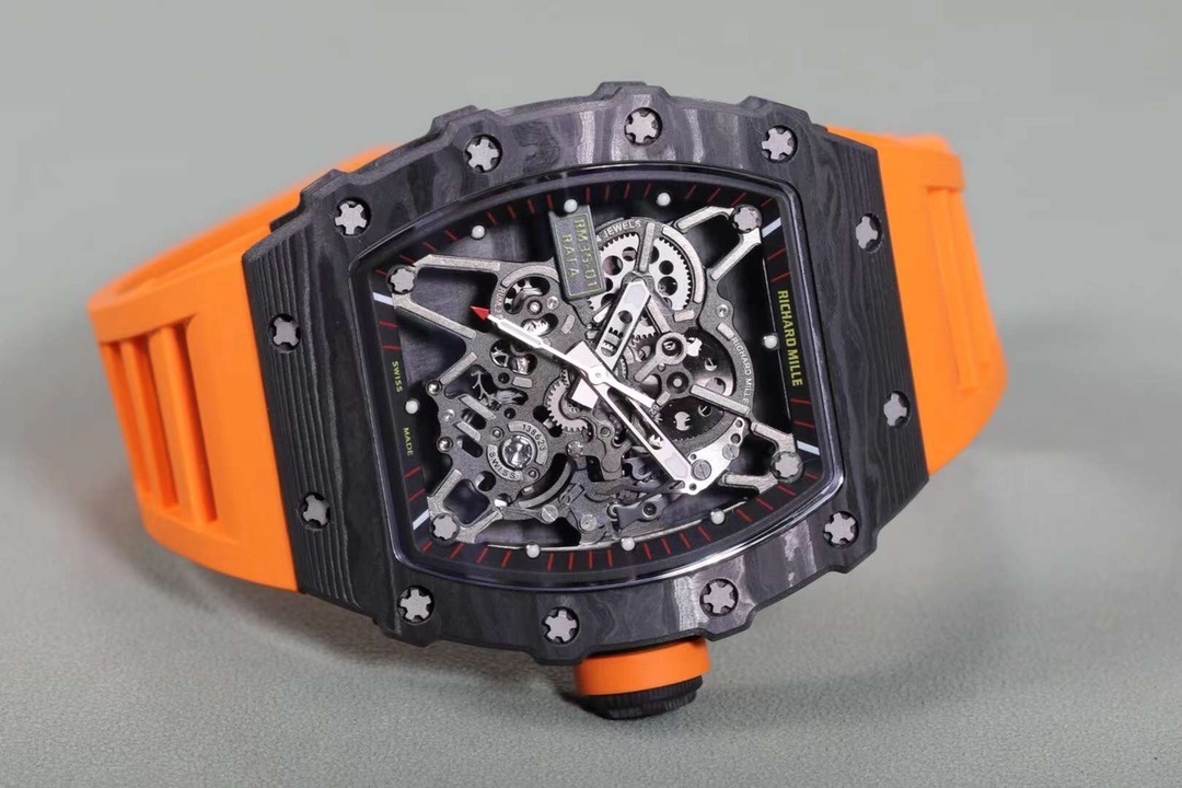RM 035-01 Rafael Nadal NTPT Carbon on Orange Rubber Strap