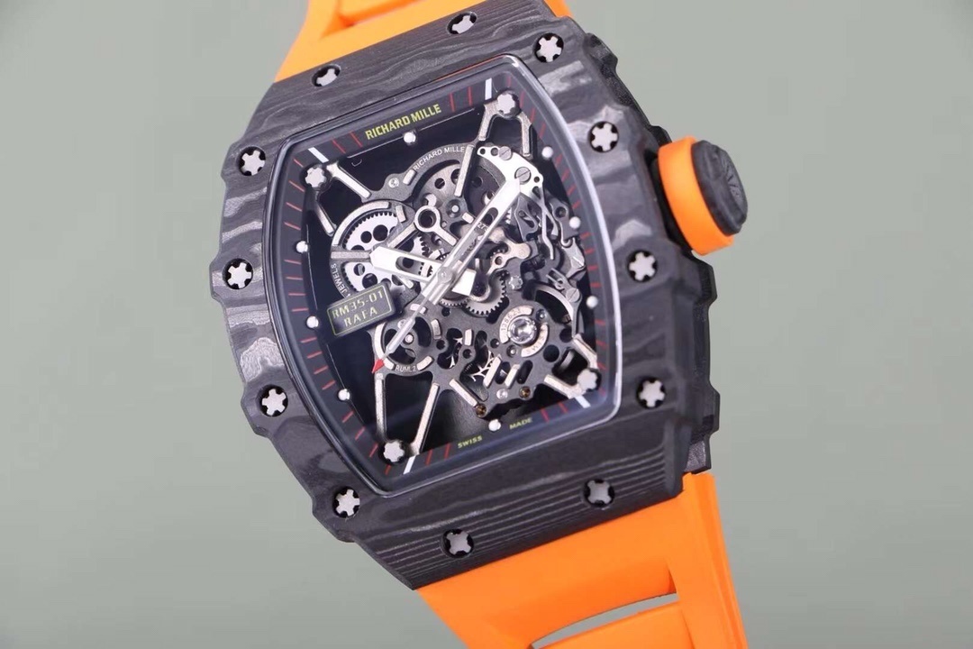 RM 035-01 Rafael Nadal NTPT Carbon on Orange Rubber Strap