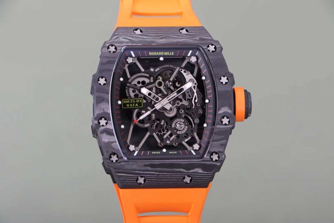 RM 035-01 Rafael Nadal NTPT Carbon on Orange Rubber Strap