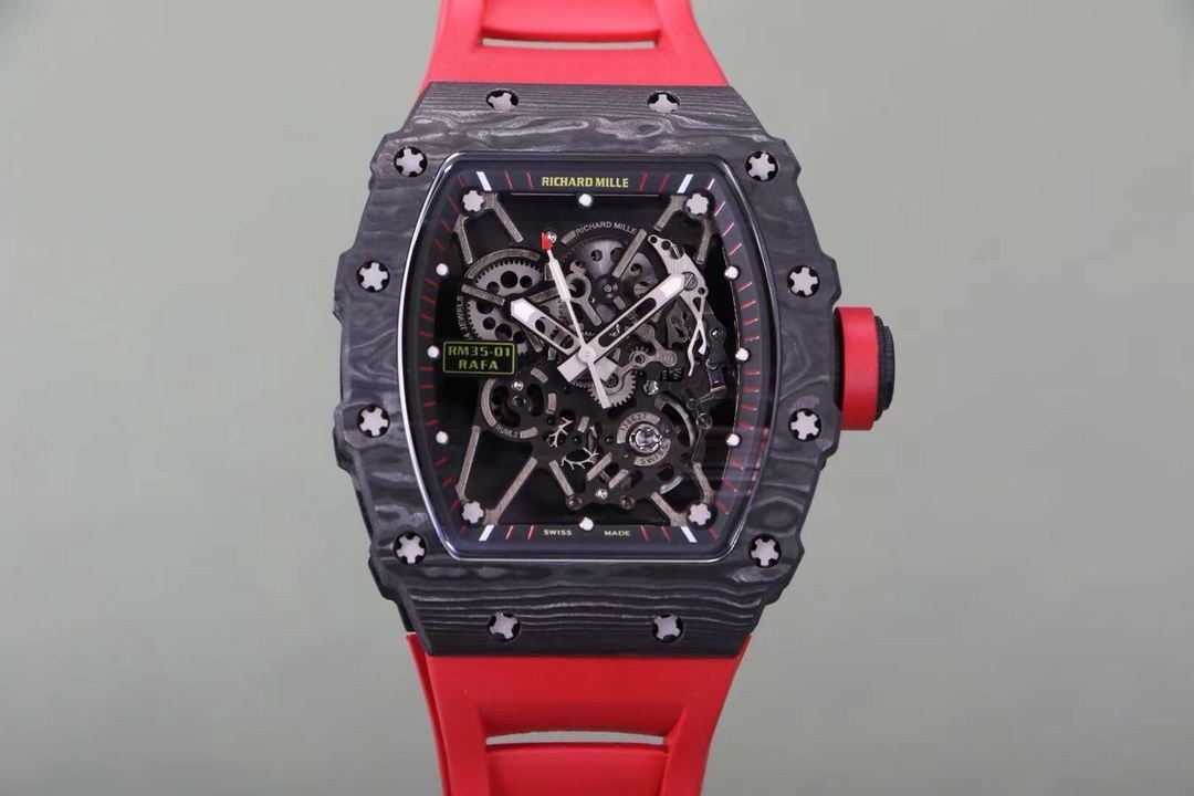 Richard Mille RM 35-01 Replica AAA Swiss Clone with Carbon Case and Red Strap