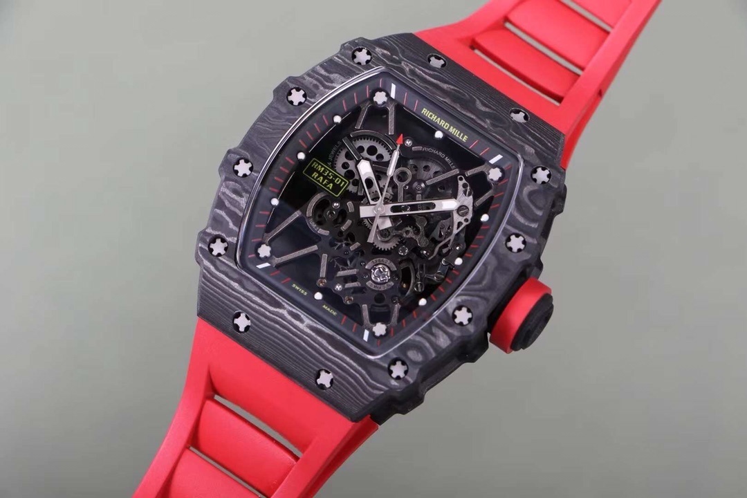 Top-grade watches 02019 Richard Mille RM 35-01 Replica AAA Swiss Clone with Carbon Case and Red Strap