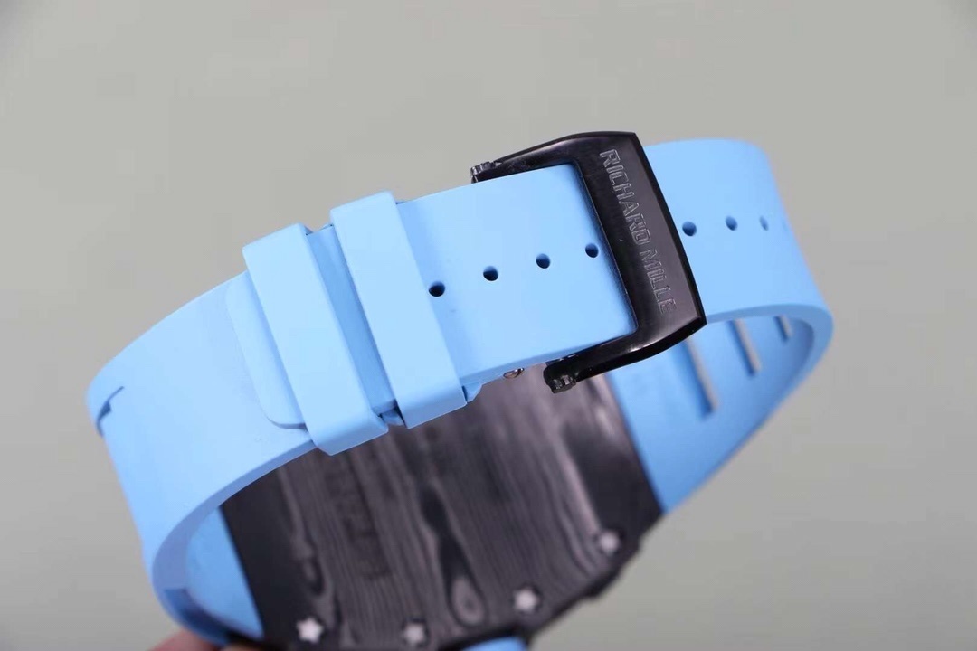 Richard Mille RM 35-02 Swiss NTPT Carbon Fiber Case, Blue Rubber Strap Watch
