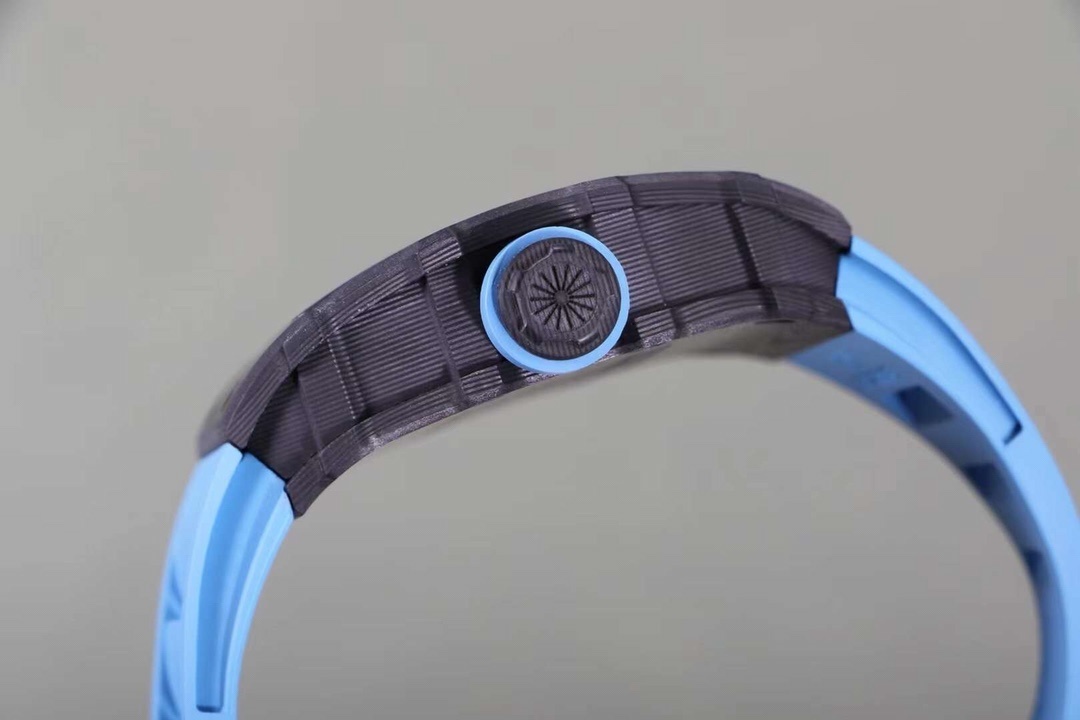 Richard Mille RM 35-02 Swiss NTPT Carbon Fiber Case, Blue Rubber Strap Watch