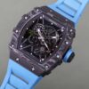 Richard Mille RM 35-02 Swiss NTPT Carbon Fiber Case, Blue Rubber Strap Watch