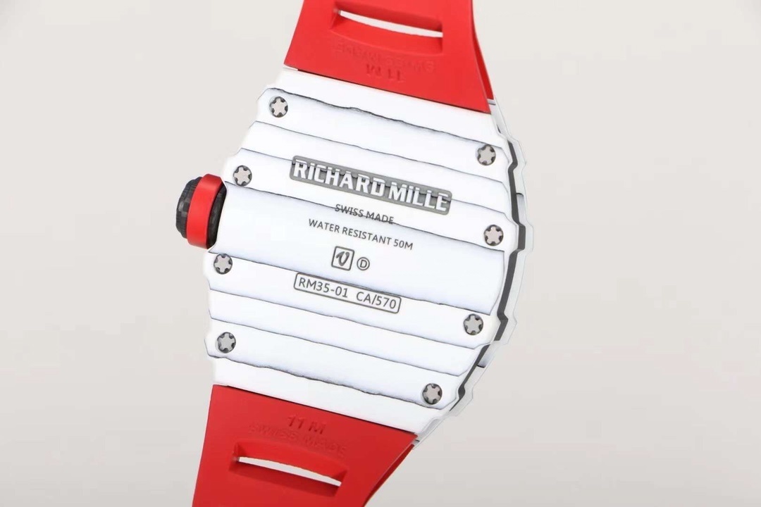 RM 035-01 Rafael Nadal White NTPT on Red Rubber Strap