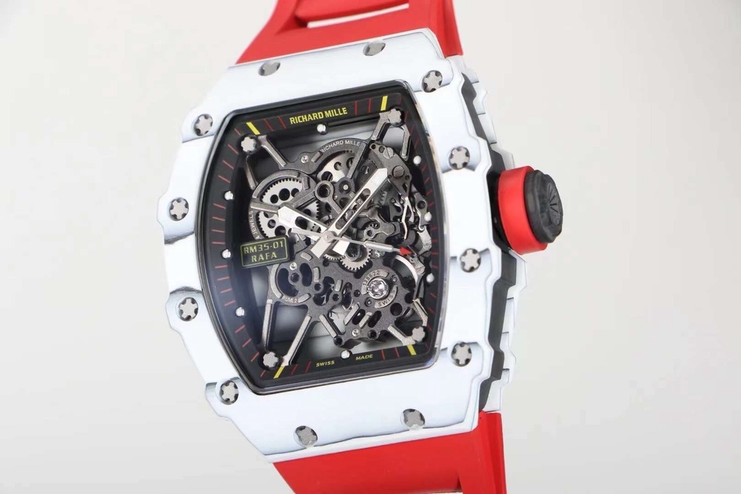 RM 035-01 Rafael Nadal White NTPT on Red Rubber Strap