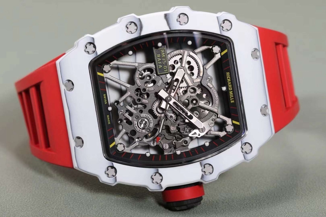 RM 035-01 Rafael Nadal White NTPT on Red Rubber Strap