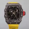 Richard Mille RM 35-02 Watch For Men – Skeleton Dial, Yellow Rubber Strap, Luxury Sport Design