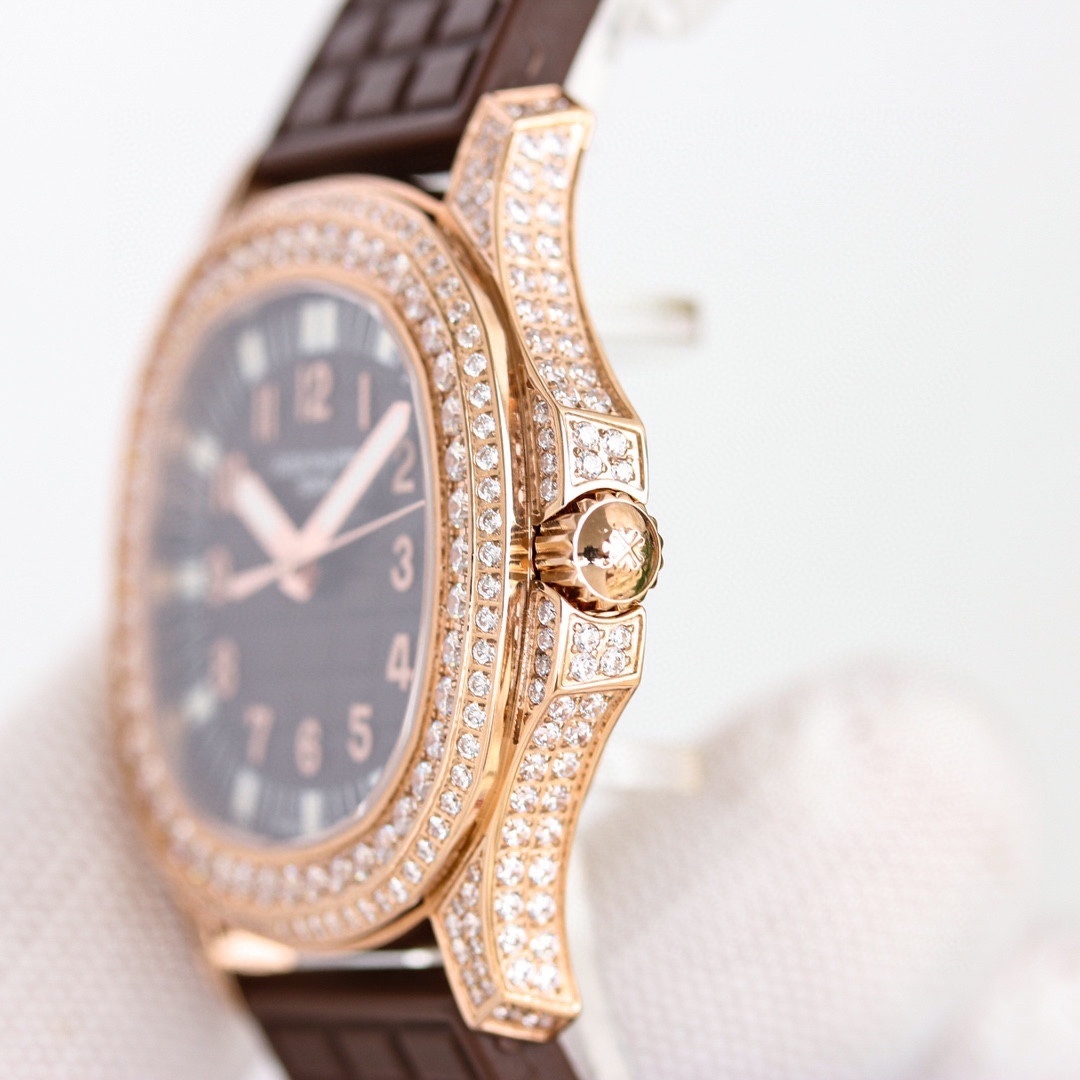 Patek Philippe Aquanaut Luce Automatic Diamond Brown Dial Ladies Watch 5068R-001