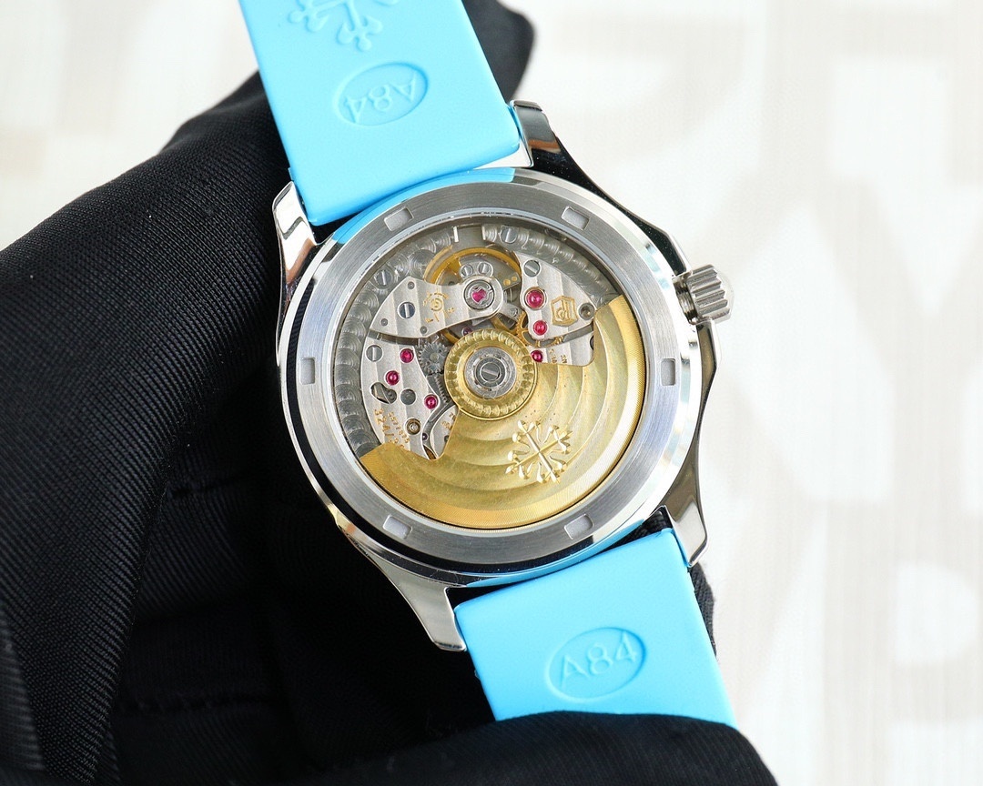 Patek Philippe Aquanaut Luce 35.6mm Watch – Ref: 5067A-017 – Ice Blue Dial & Diamond Bezel in Stainless Steel Case Baby Blue Polymer Rubber Strap