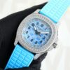 Patek Philippe Aquanaut Luce 35.6mm Watch – Ref: 5067A-017 – Ice Blue Dial & Diamond Bezel in Stainless Steel Case Baby Blue Polymer Rubber Strap