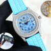 Patek Philippe Aquanaut Luce 35.6mm Watch – Ref: 5067A-017 – Ice Blue Dial & Diamond Bezel in Stainless Steel Case Baby Blue Polymer Rubber Strap