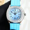 Patek Philippe Aquanaut Luce 35.6mm Watch – Ref: 5067A-017 – Ice Blue Dial & Diamond Bezel in Stainless Steel Case Baby Blue Polymer Rubber Strap