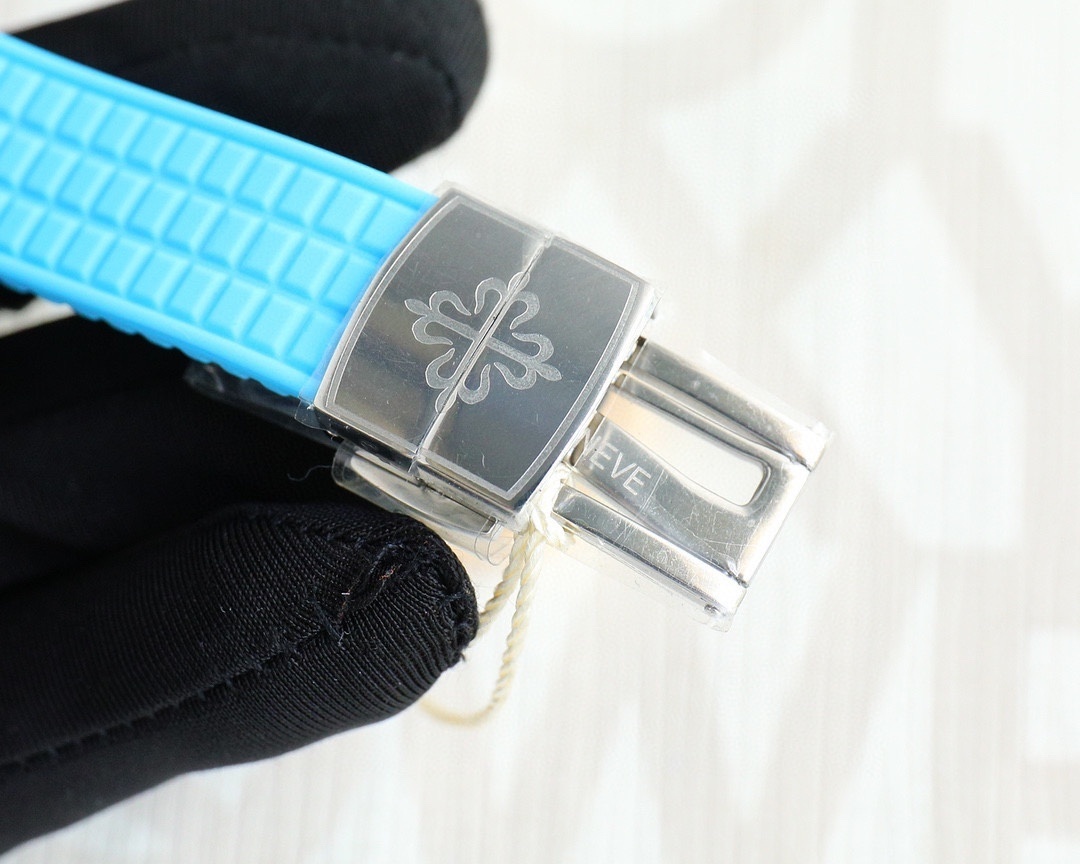 Patek Philippe Aquanaut Luce 35.6mm Watch – Ref: 5067A-017 – Ice Blue Dial & Diamond Bezel in Stainless Steel Case Baby Blue Polymer Rubber Strap