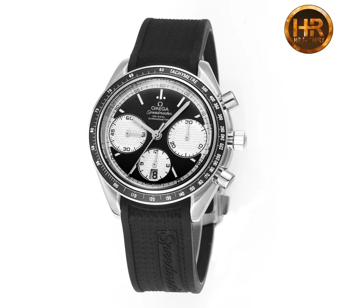 Omega  Speedmaster Racing Chronometer Automatic Black & Silver Chronograph Dial Rubber Strap Men’s Watch 326.32.40.50.01.002