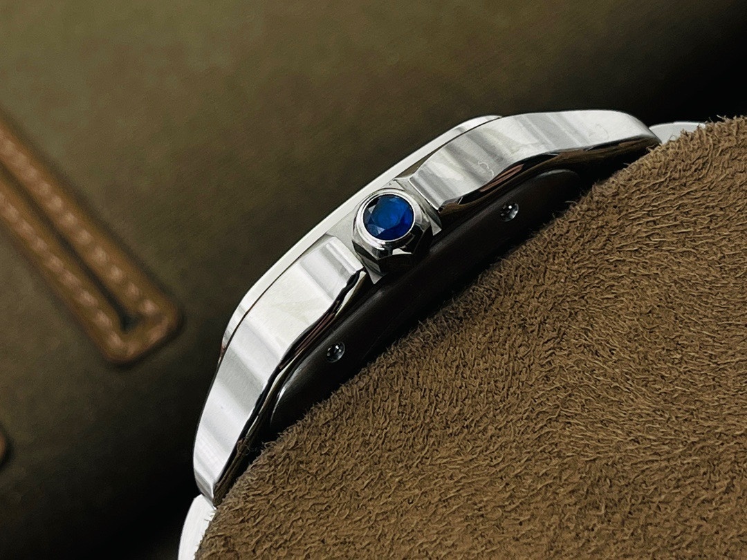 Top-grade watches 02629 Sale Cartier De Santos Cartier Steel & Blue Dial 39.8mm Watch, WSSA0030