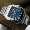 Top-grade watches 02629 Sale Cartier De Santos Cartier Steel & Blue Dial 39.8mm Watch, WSSA0030