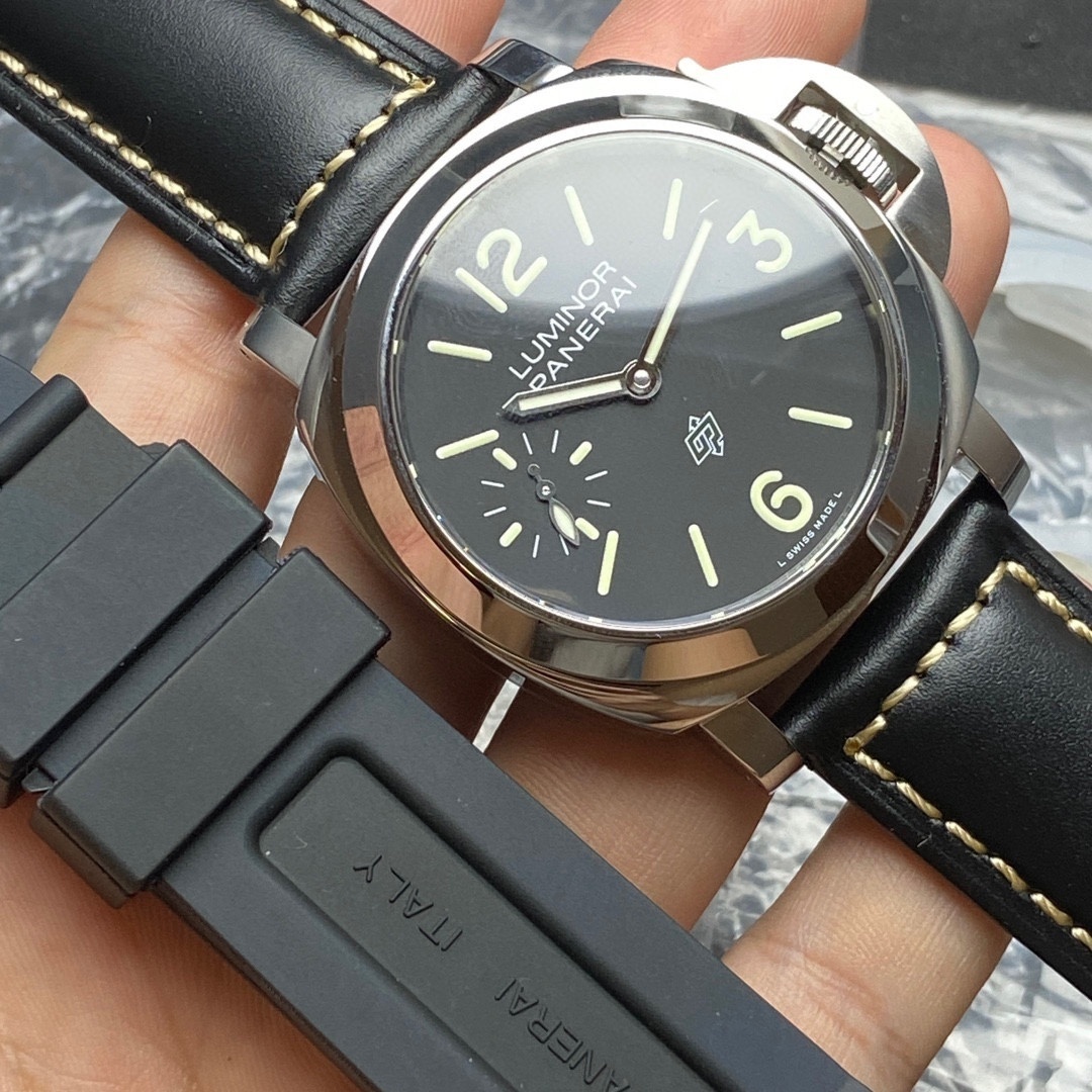 Panerai Luminor 44mm Watch – PAM01084 – Black Index Dial, Black Calfskin Leather Strap