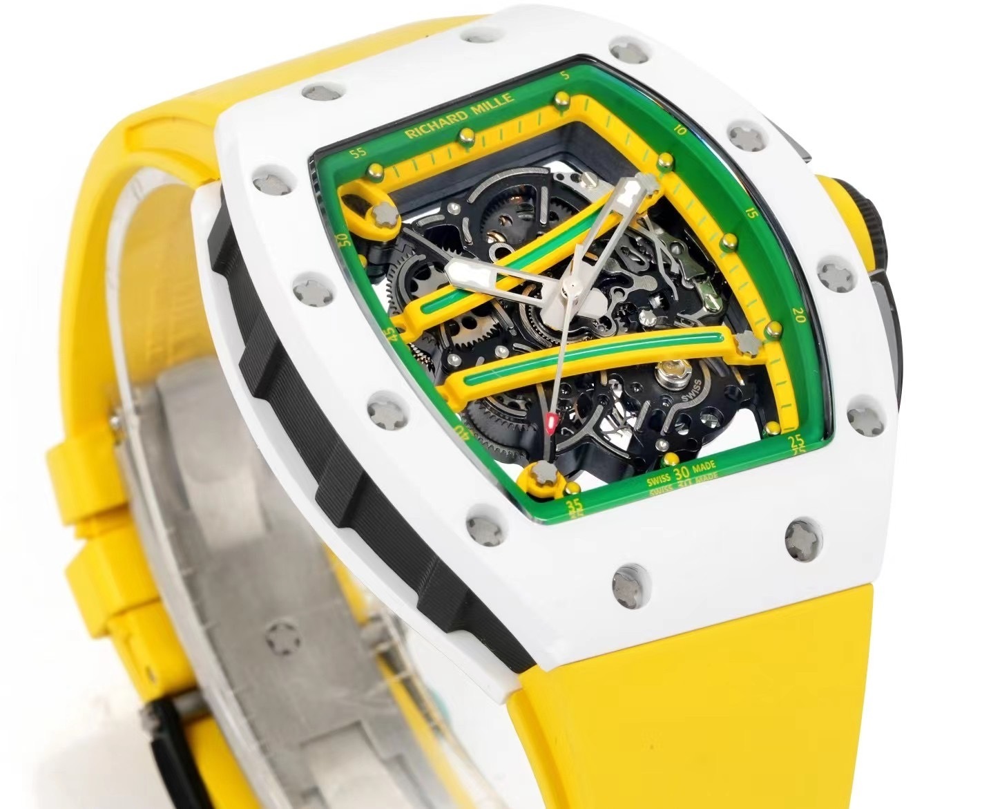 Top-grade watches 03419 RICHARD MILLE RM61-01 REPLICA WATCH BLUE DIAL GOLD RUBBER STRAP ZF 43MM