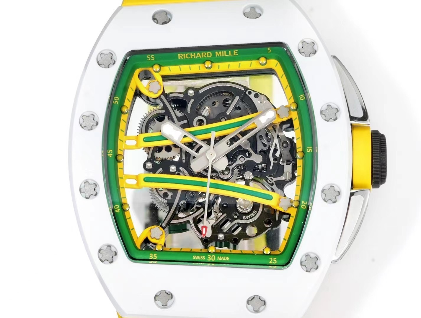 Top-grade watches 03419 RICHARD MILLE RM61-01 REPLICA WATCH BLUE DIAL GOLD RUBBER STRAP ZF 43MM