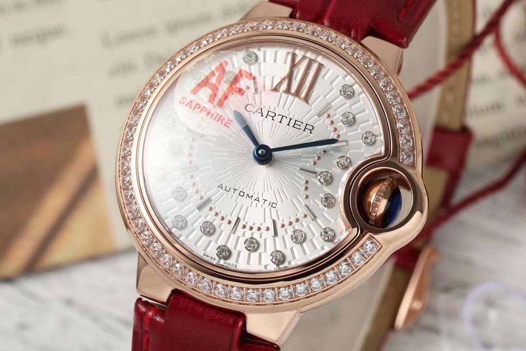 Cartier Rose Gold 18k RG Diamond Bezel and Dial Auto Ballon Bleu WJBB0081