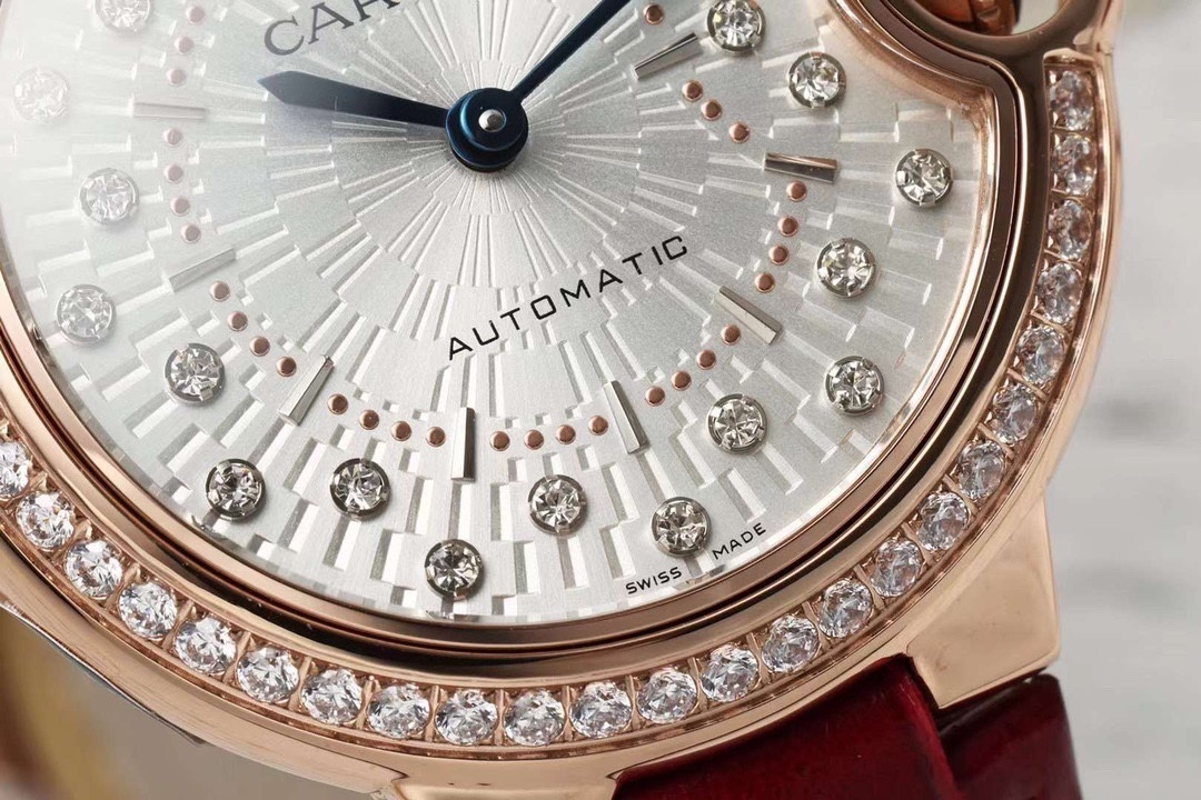 Cartier Rose Gold 18k RG Diamond Bezel and Dial Auto Ballon Bleu WJBB0081