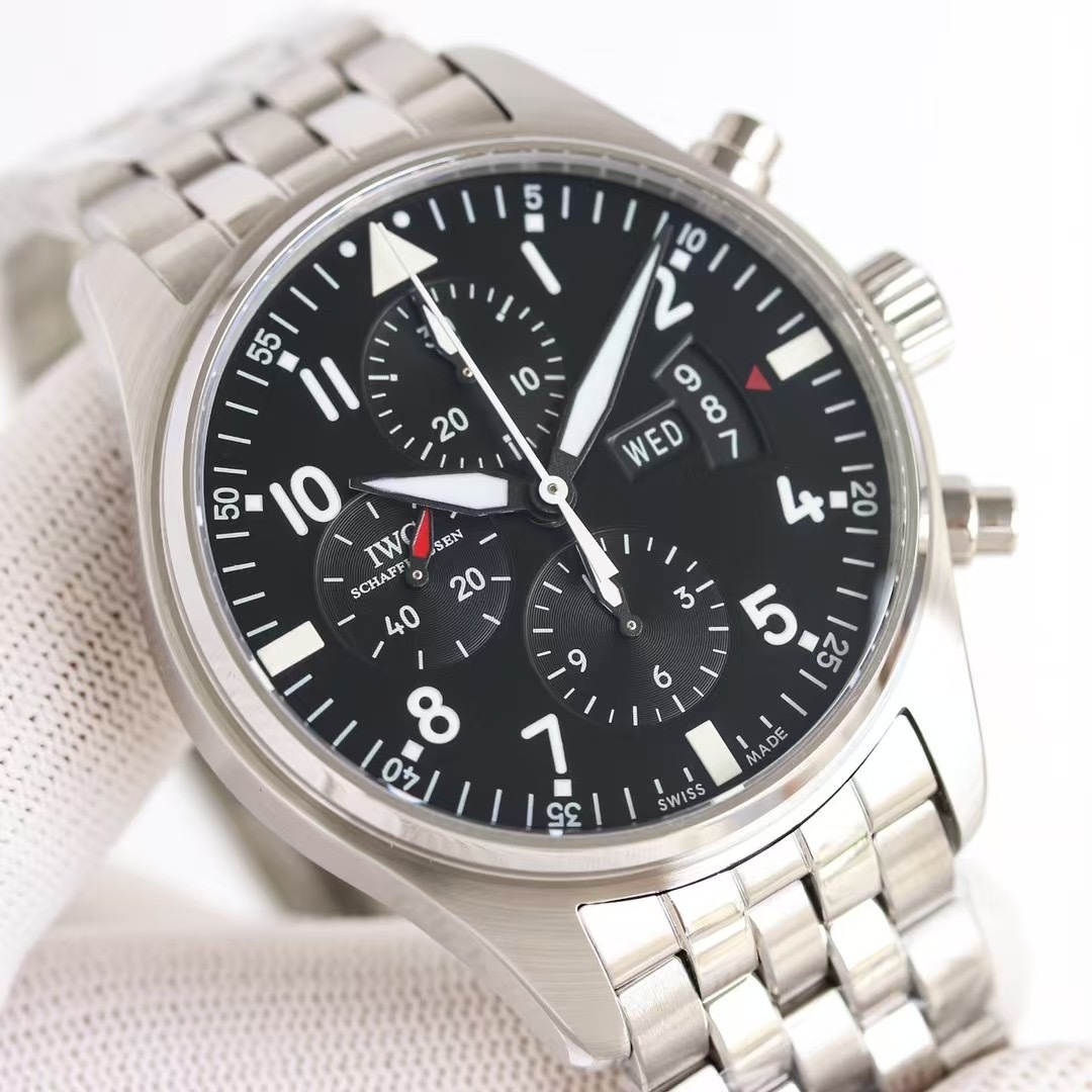 IWC Pilot IW377704 Black Dial Chronograph Day Date 43mm Watch FULLY SERVICED!