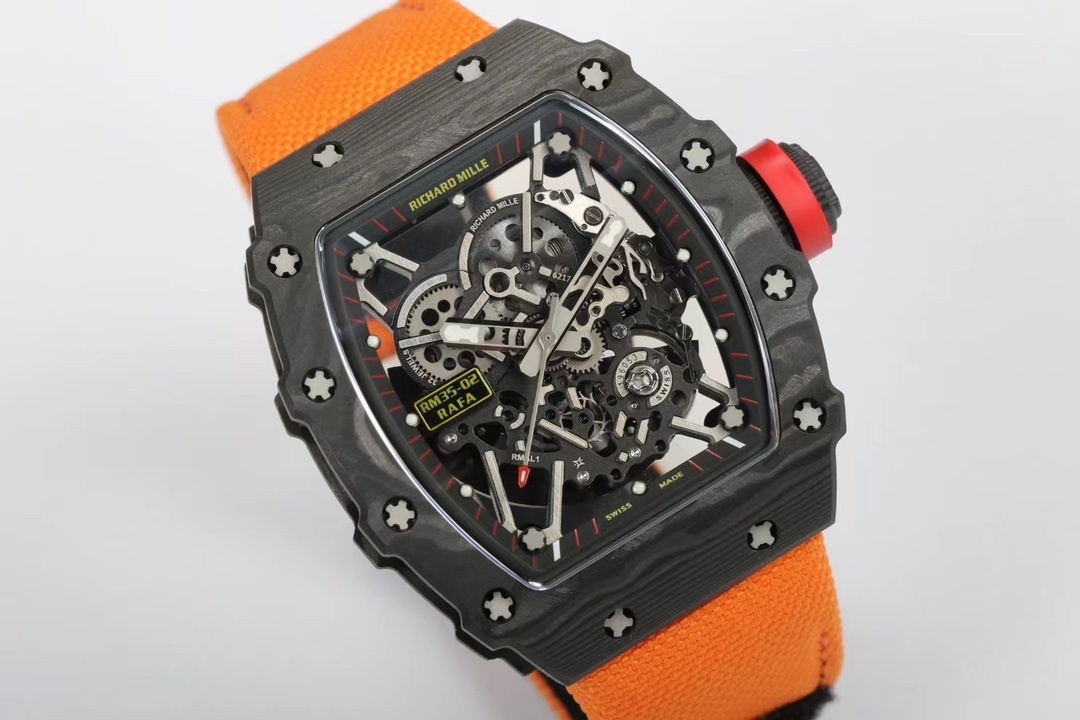 RM 035-01 Rafael Nadal NTPT Carbon on Orange Rubber Strap