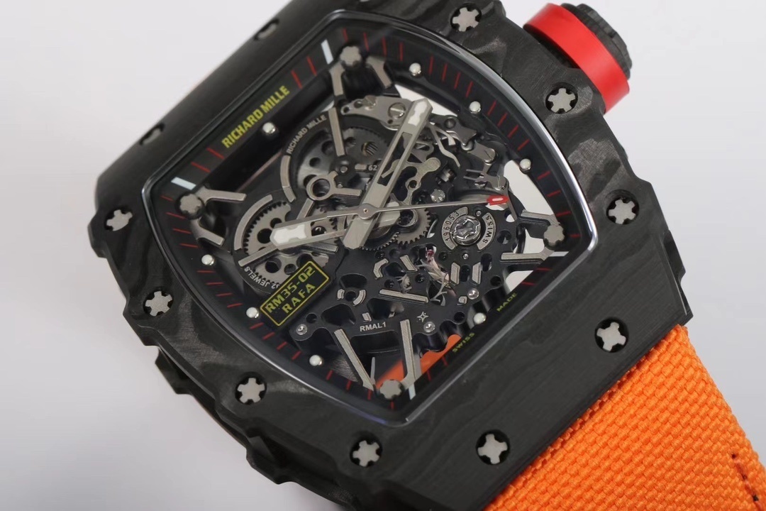 RM 035-01 Rafael Nadal NTPT Carbon on Orange Rubber Strap