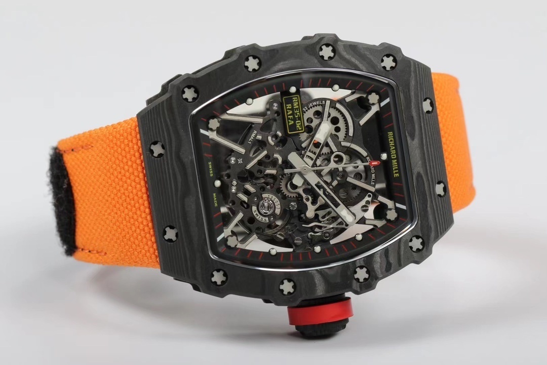 RM 035-01 Rafael Nadal NTPT Carbon on Orange Rubber Strap