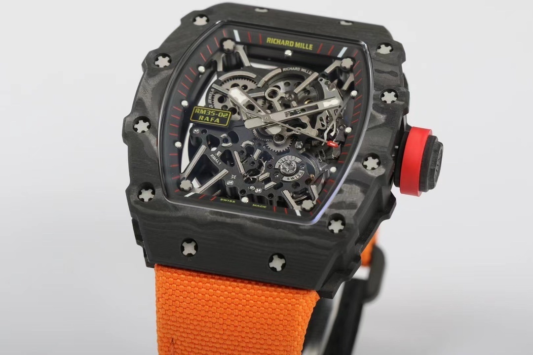 RM 035-01 Rafael Nadal NTPT Carbon on Orange Rubber Strap