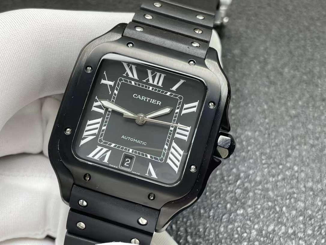 CARTIER Santos Lm De Cartier Watch WSSA0039 Black Men's Used Watch