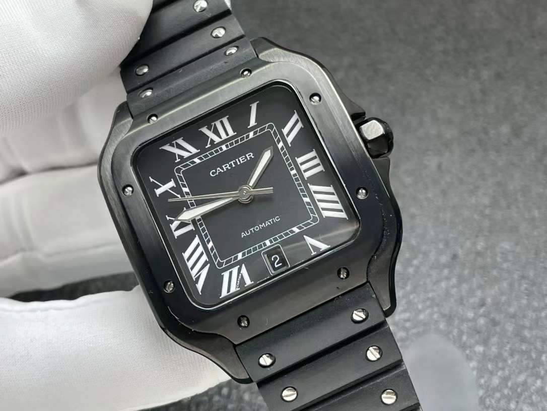 CARTIER Santos Lm De Cartier Watch WSSA0039 Black Men's Used Watch