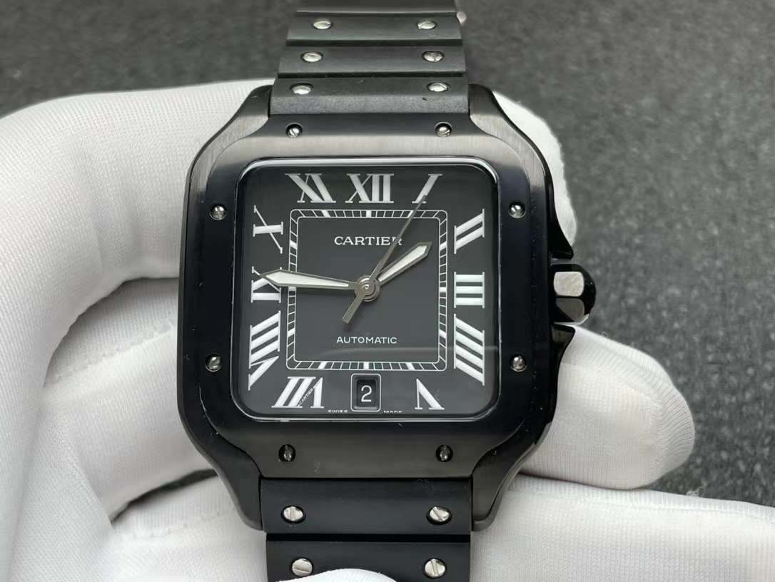CARTIER Santos Lm De Cartier Watch WSSA0039 Black Men’s Used Watch