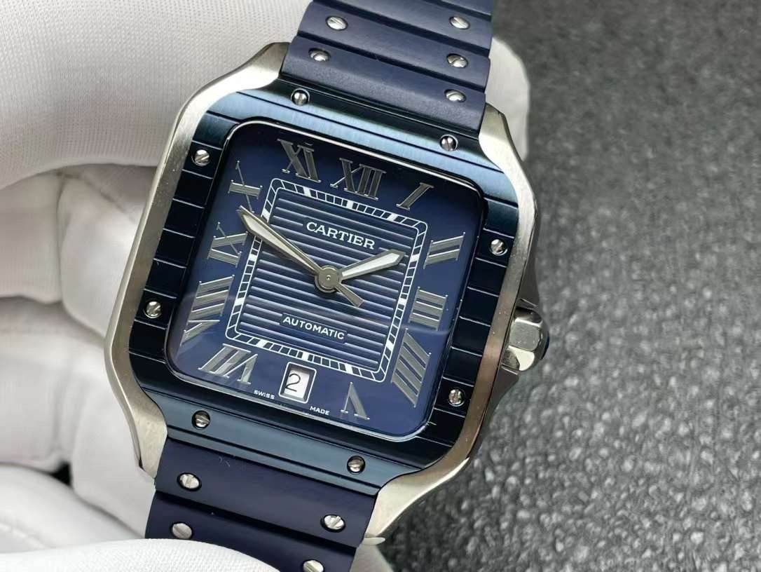 Cartier Santos De Cartier Large Model, Automatic Movement, Steel, PVD, Interchangeable Metal And Rubber Straps