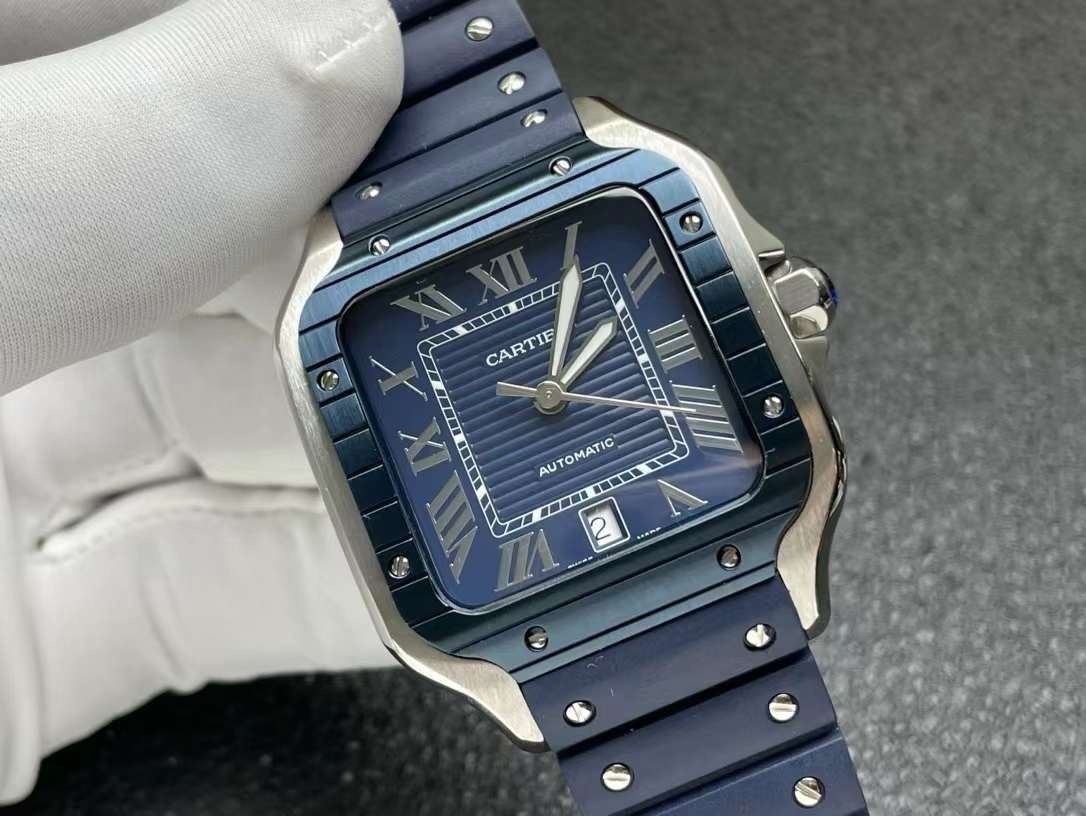 Cartier Santos De Cartier Large Model, Automatic Movement, Steel, PVD, Interchangeable Metal And Rubber Straps